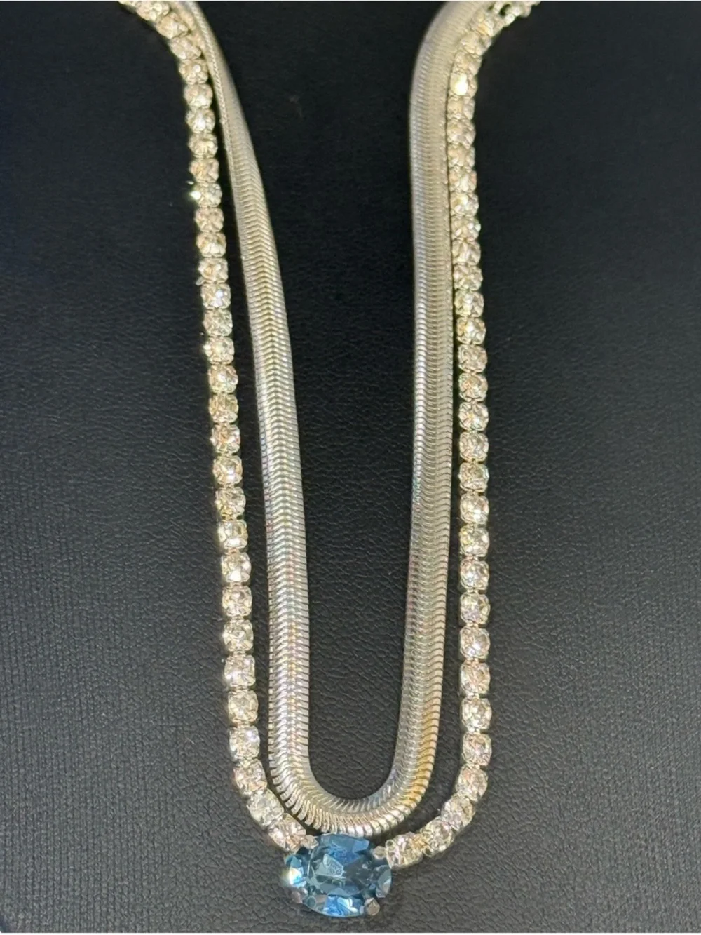 Herringbone Layered Crystal Necklace
